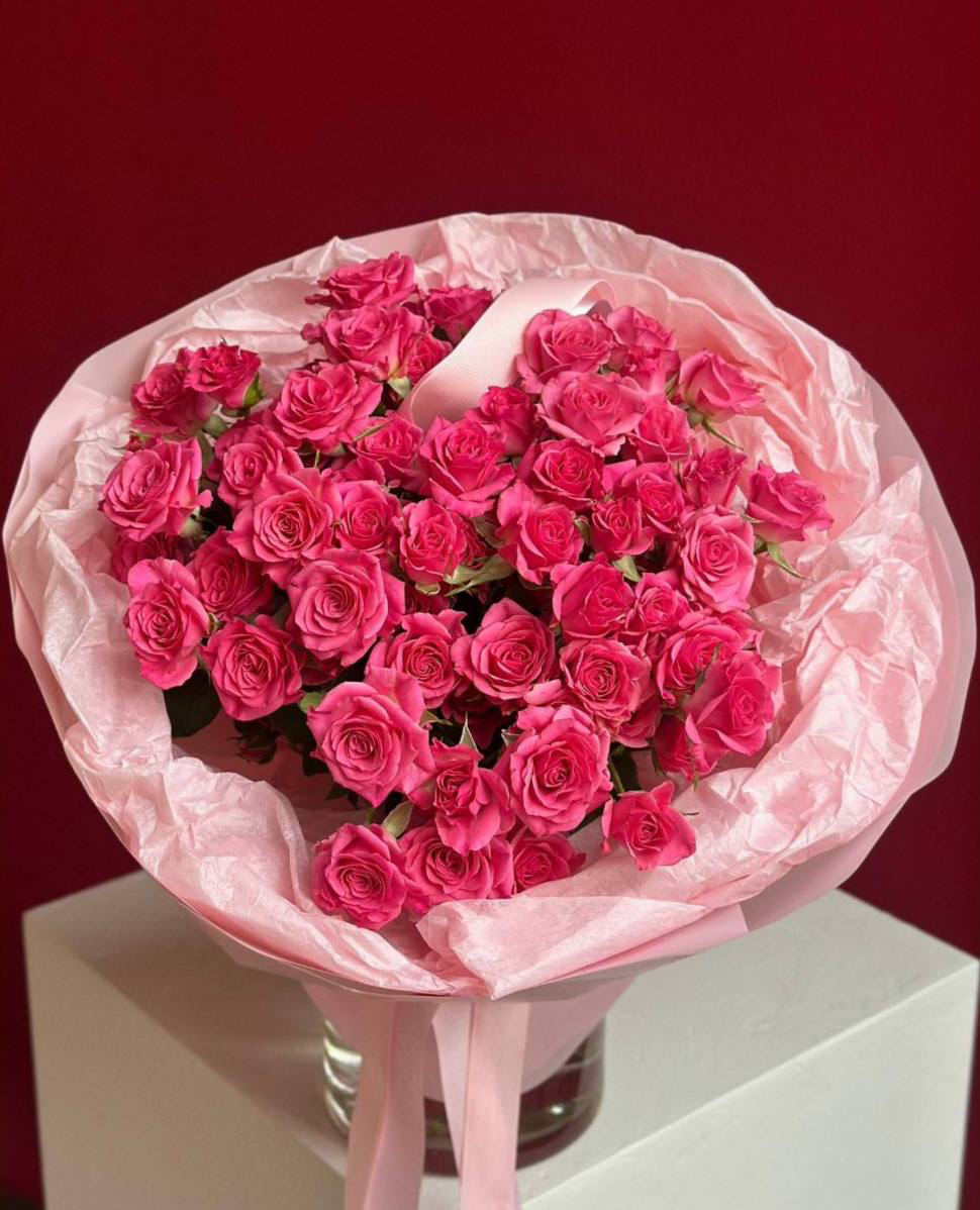 Монобукет из кустовой розы 9 штук