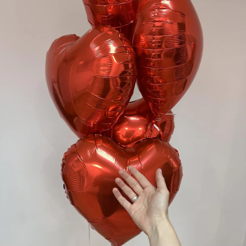 Фольгированные шары красное сердце 5 штук - фото 2
