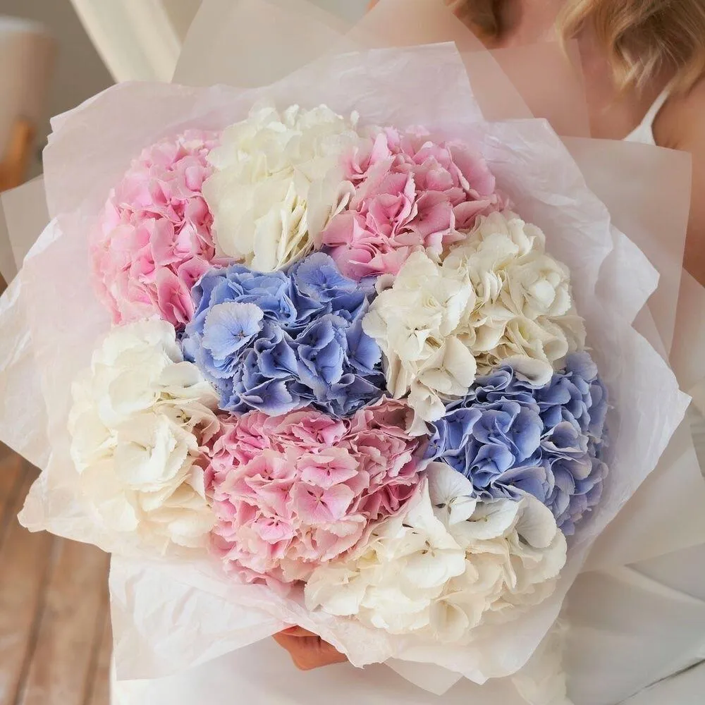 Монобукет из гортензий в нежной пастели — премиум с доставкой - фото 3